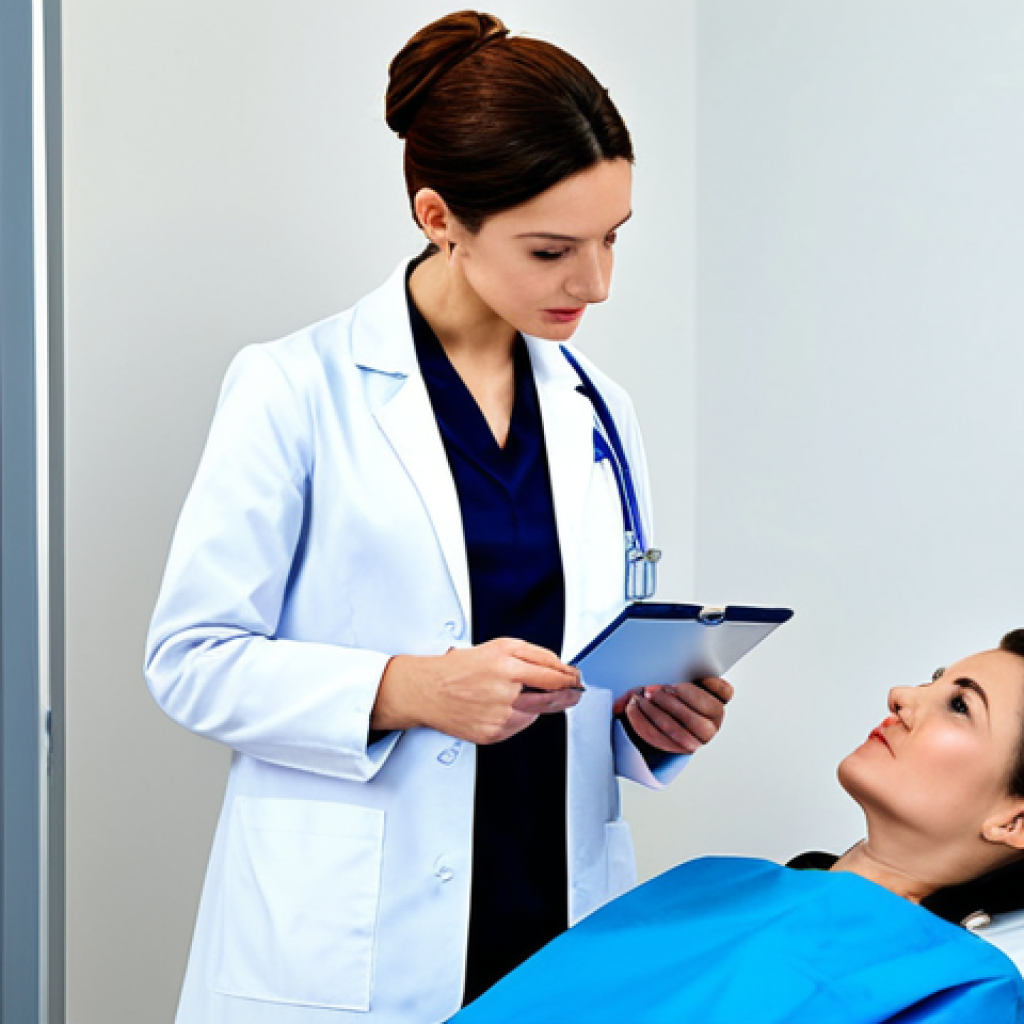**

"A professional female doctor in a fully clothed, modest white lab coat, examining a patient in a bright and clean medical office, appropriate attire, safe for work, perfect anatomy, natural proportions, professional photography, high quality, family-friendly."

**