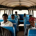 Home 3 감비아와 세네갈 크로스보더 여행 - **A West African "Bush Taxi" Journey:** A realistic and detailed depiction of the interior of a crow...